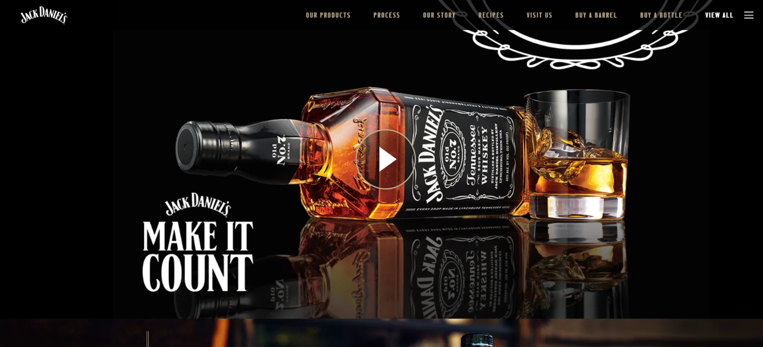 Strona internetowa producenta whiskey Jack Daniels