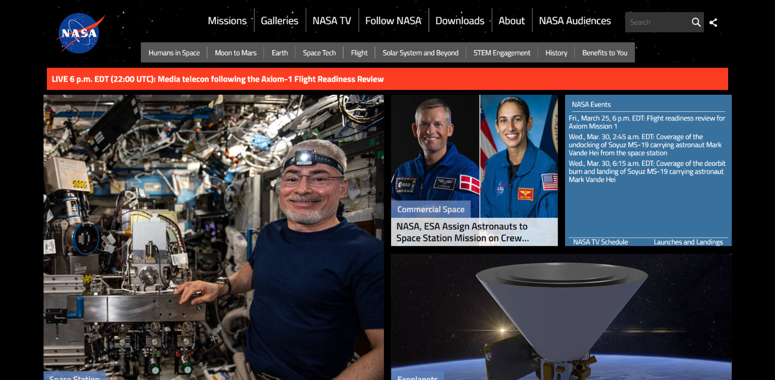 Czarna witryna amerykańskiej organizacji kosmicznej NASA