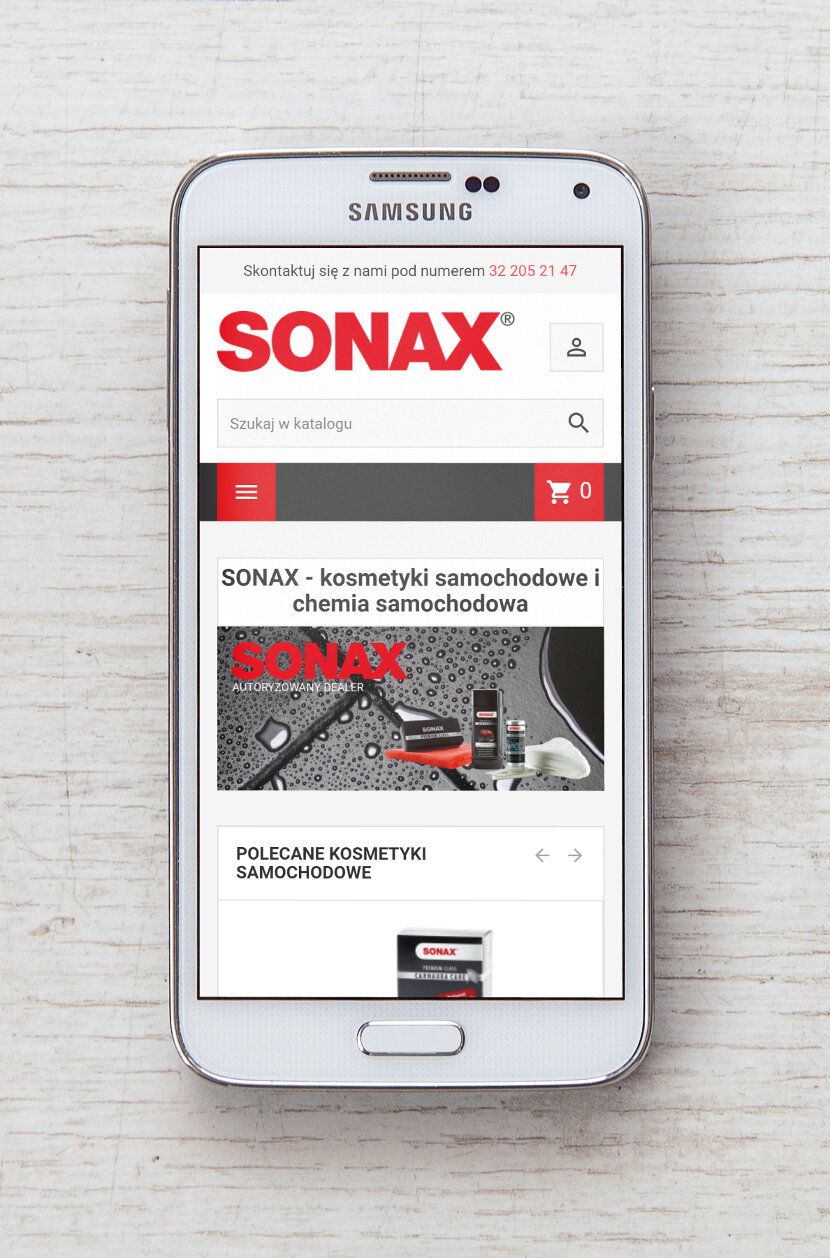 Sonax - wygląd strony na urządzeniach mobinych